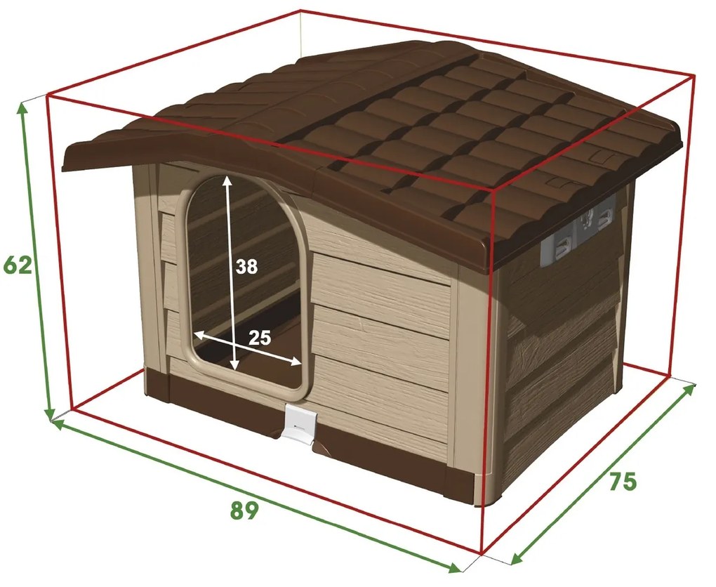 Doghouse Bungalow bej, 89 x 75 x 62 cm
