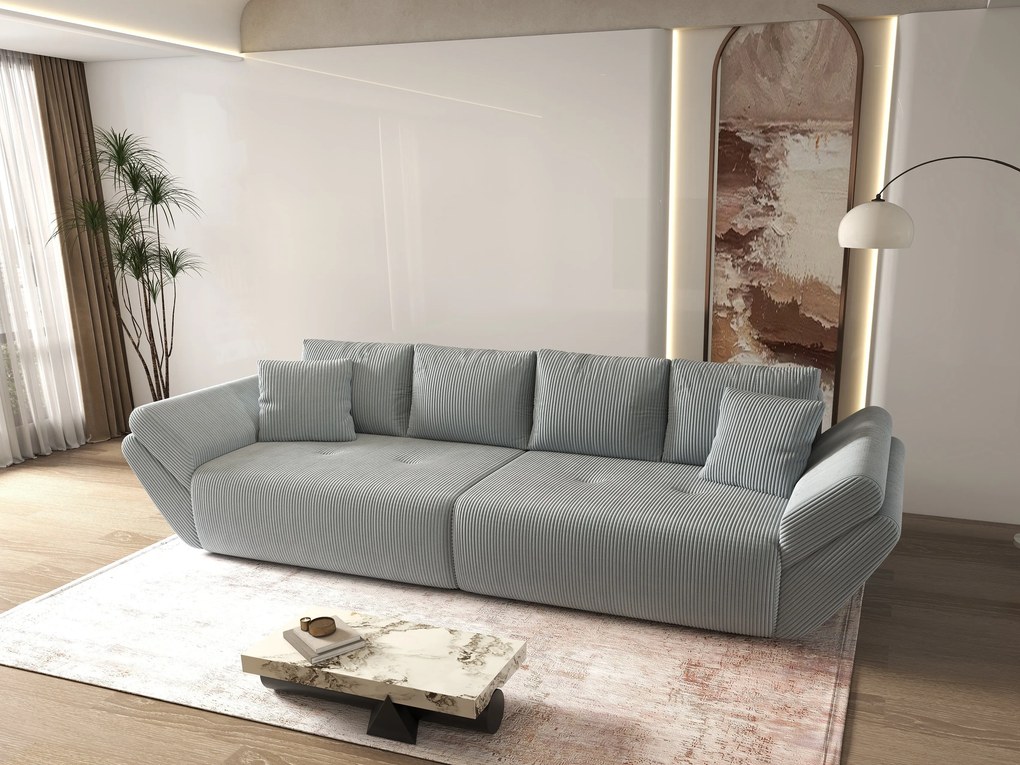 Canapea extensibilă dumonde cu ladă de depozitare si sezut confortabil din spuma high-density, Berlin Zoom Gri 300x100 cm