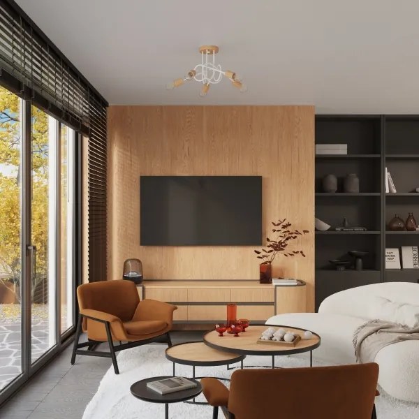 Lustră aplicată Sollux SL.1475 EMBER 5xE27/15W/230V alb/bej/fag