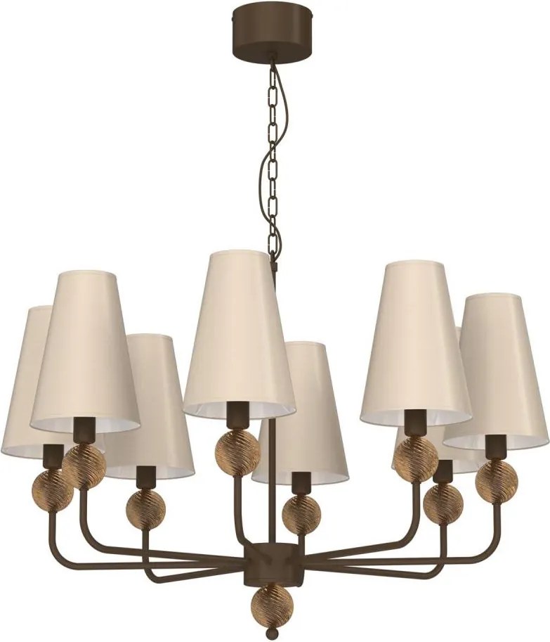 Candelabru GRENADA cu lanț, 8xE14/15W/230V, bej