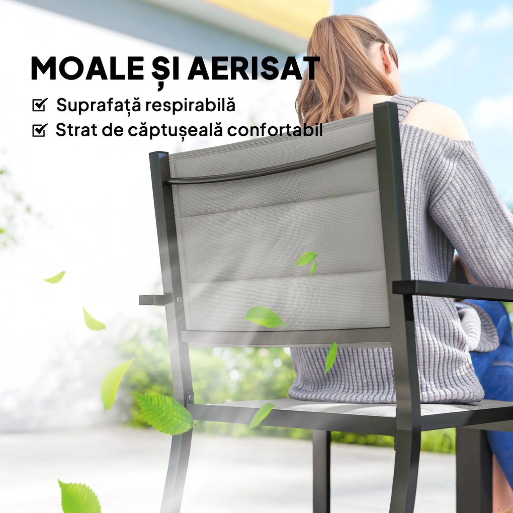 Outsunny masă pentru grădină cu scaune, set masă și scaune pentru grădină, masă și scaune pentru exterior, set de dining pentru grădină, masă extensibilă pentru exterior, set masă și scaune din aluminiu | Aosom Romania