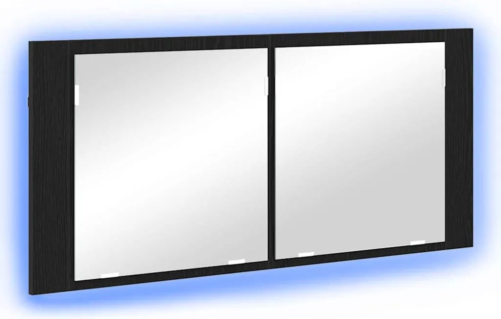 vidaXL Cameră de Oglindă LED cu raft Stejar Negru 100 x 12 x 45 cm