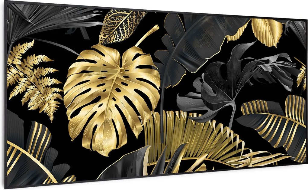 Klarstein Wonderwall Air Art Smart, încălzitor cu infraroșu, frunză neagră, 120 x 60 cm, 700 W