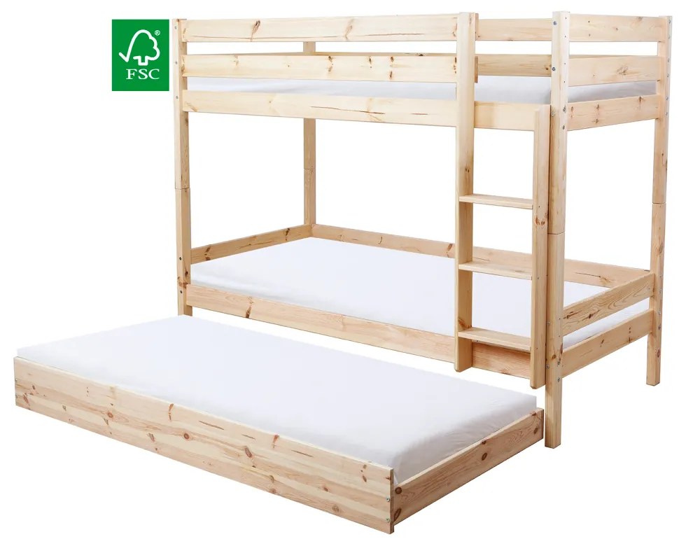 Pat supraetajat cu bariera, 90x200, molid, BENY