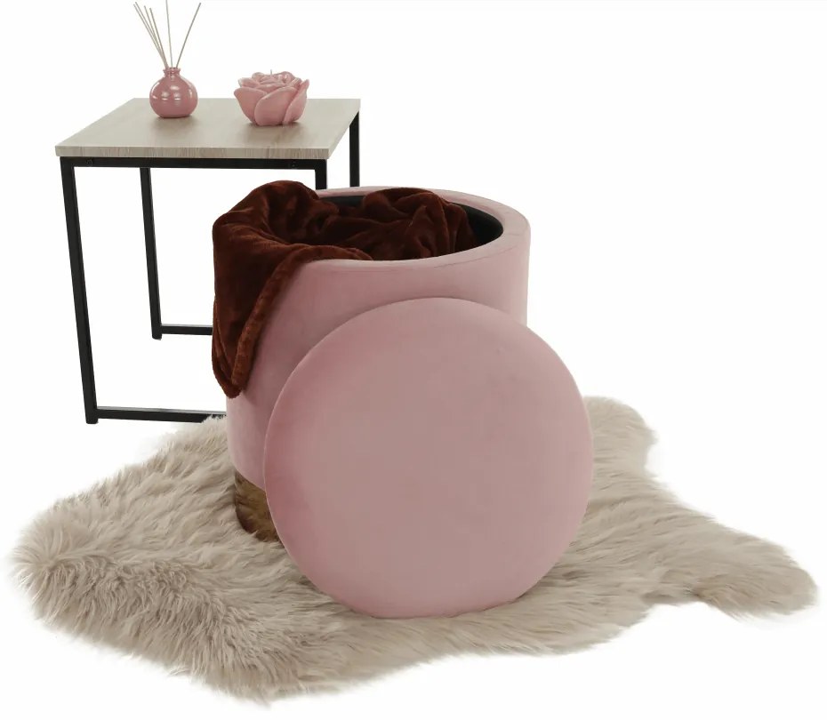 Taburet, catifea Velvet gri maroniu TAUPE/crom auriu, ANIZA Taburet, catifea Velvet roz/crom auriu, ANIZA