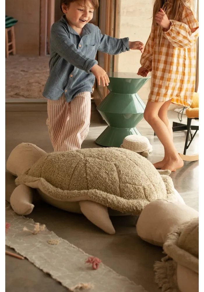 Fotoliu puf pentru copii verde/crem Mrs. Turtle – Lorena Canals