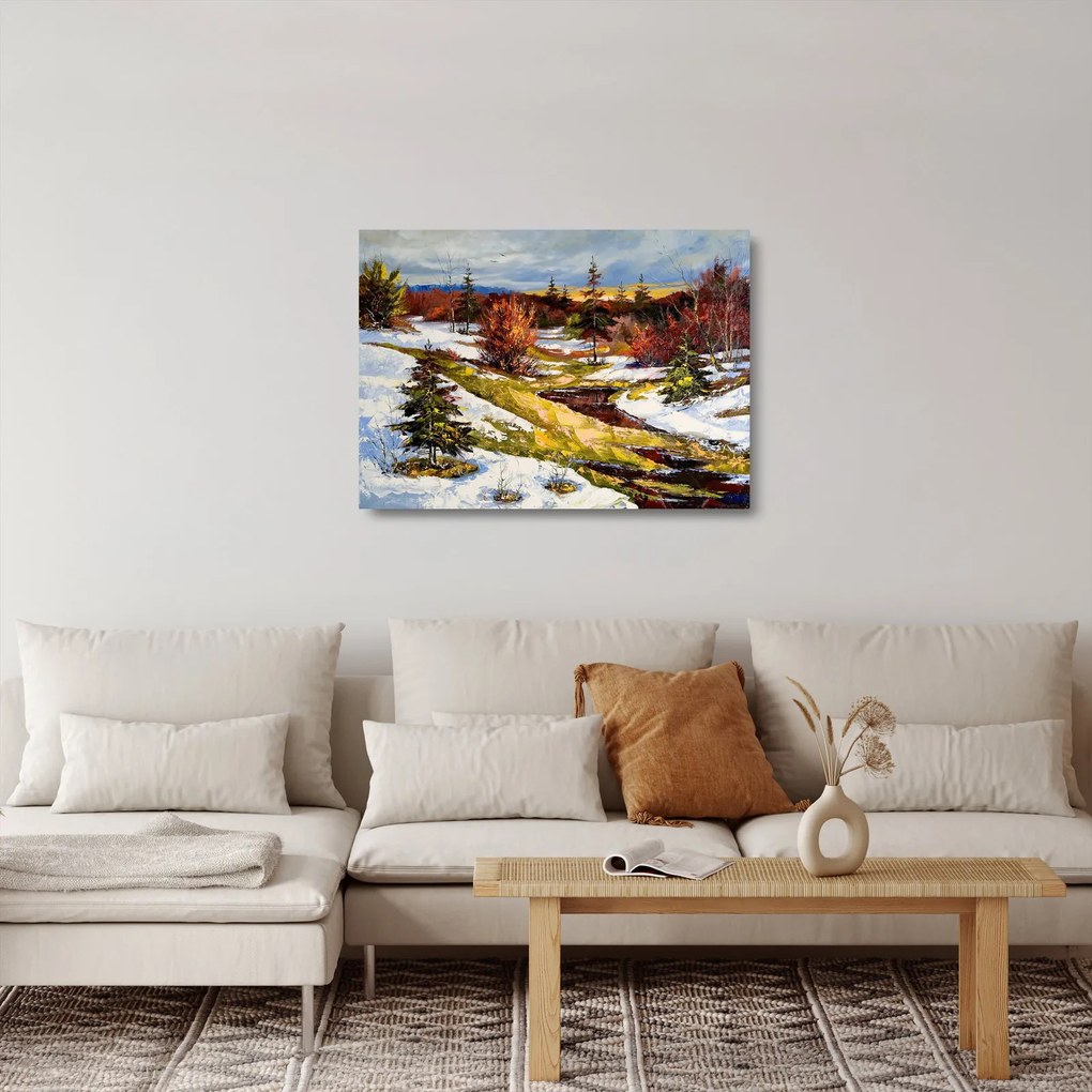 Tablou pe sticlă - Sosirea primăverii (70x50 cm)