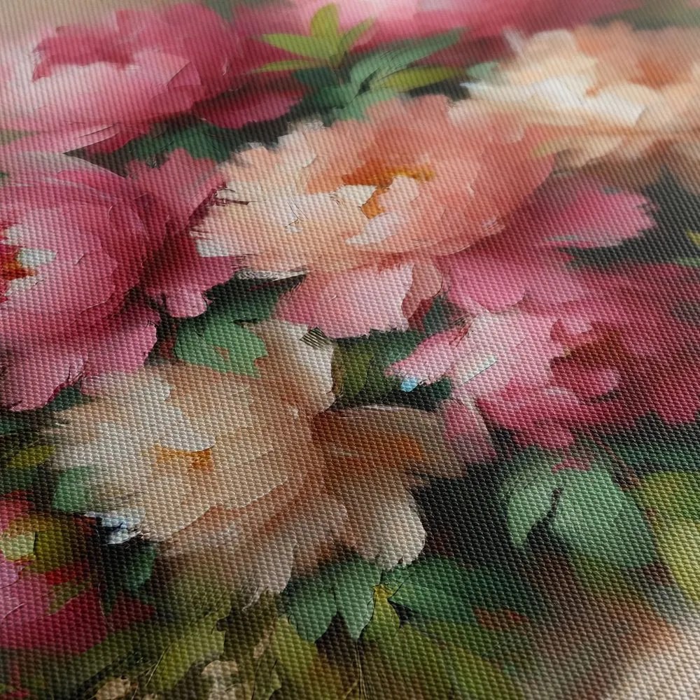 Tablou bujori înfloriți