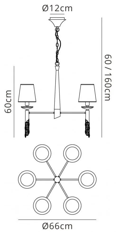 Candelabru elegant cu 6 brate Tiffany crom/ abajur alb