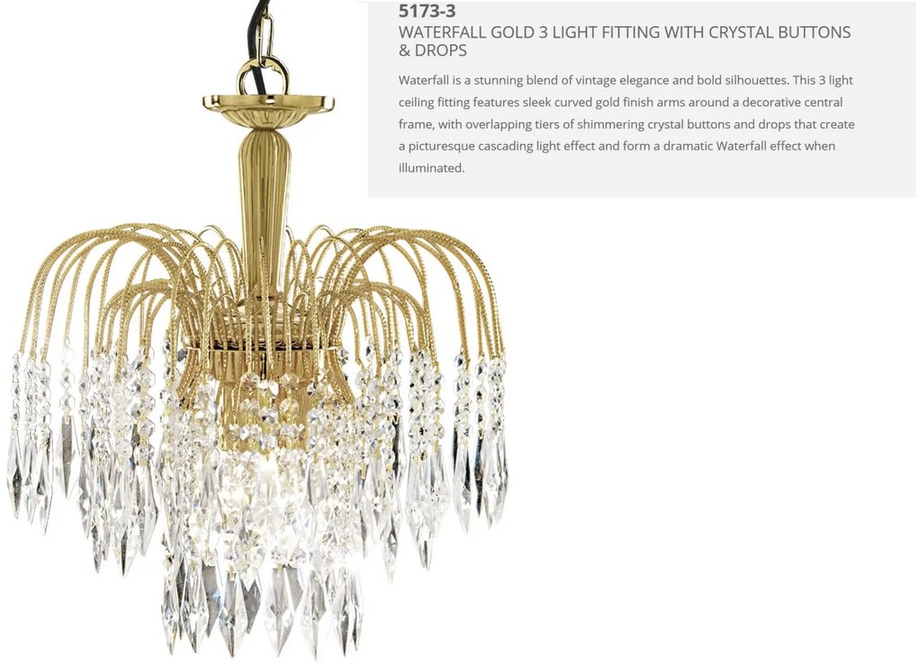Lustra cristal suspendata design elegant Waterfall gold 3L 5173-3 SRT