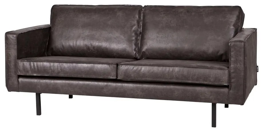 Canapea neagră cu tapițerie din imitație de piele 190 cm Rodeo – WOOOD