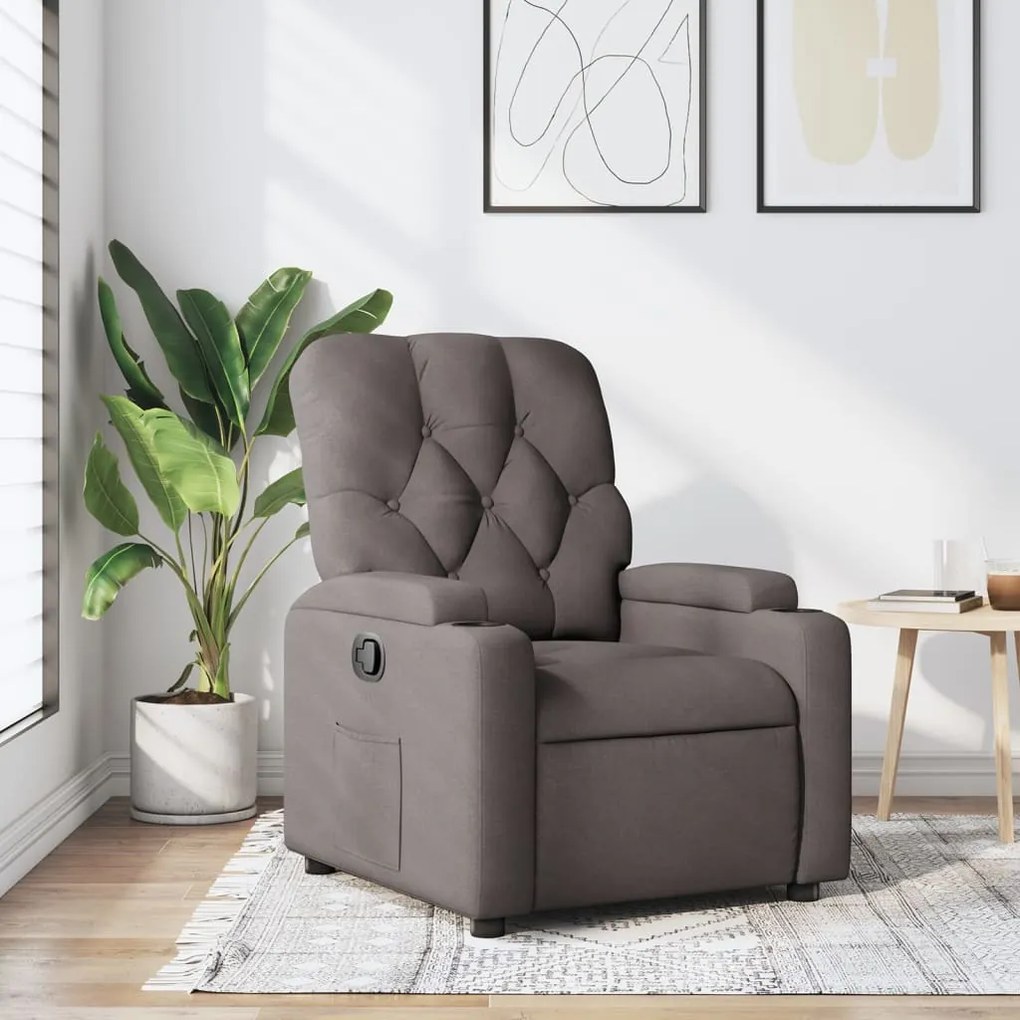 vidaXL Fotoliu rabatabil, gri taupe, material textil