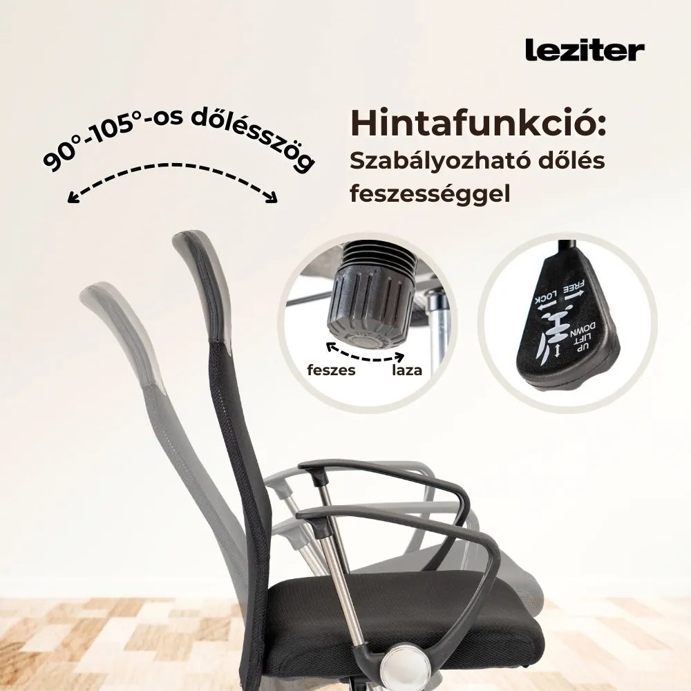 Scaun rotativ ergonomic de birou Fit, negru