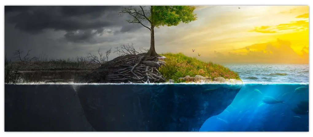 Tablou reprezentând două părți (120x50 cm)
