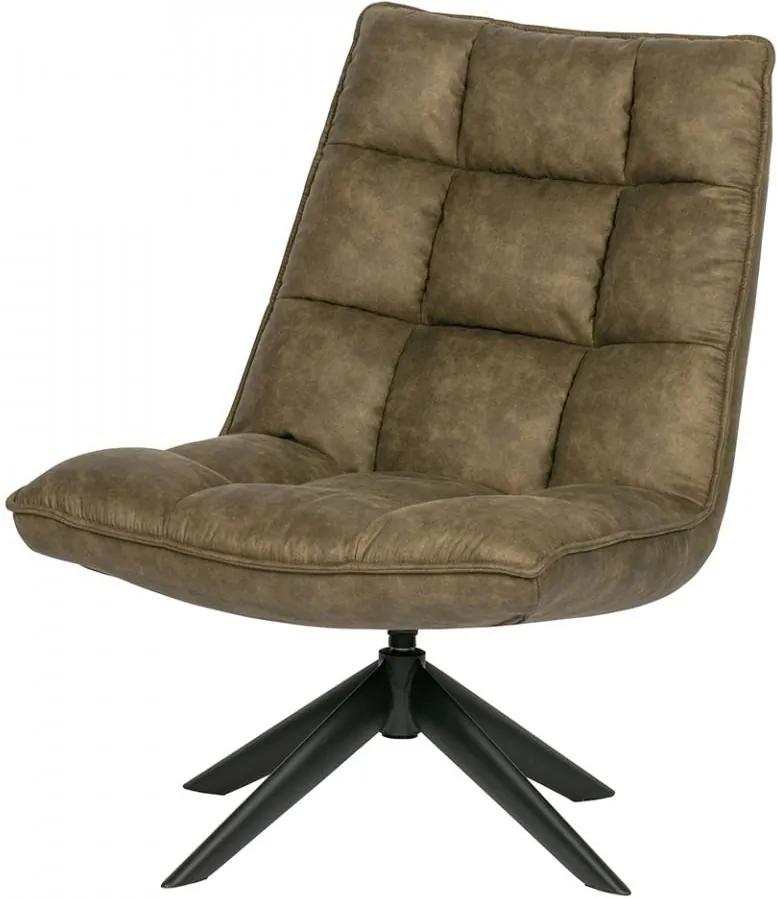 Scaun lounge rotativ verde din poliuretan si metal Jouke