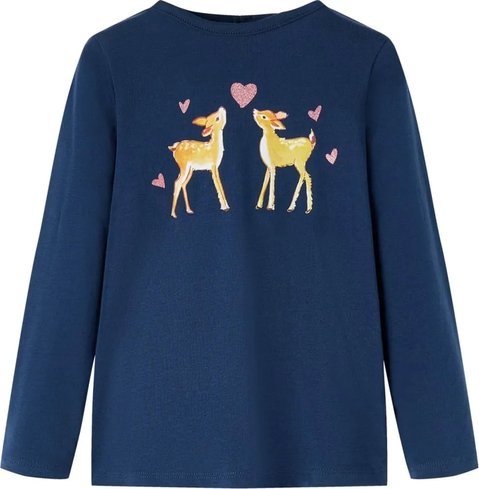 vidaXL Tricou de copii cu mâneci lungi, bleumarin, 116