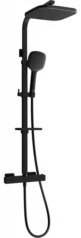 Set de duș expus Mexen CQ33 cu sistem de ploaie și baterie termostatică, negru - 772503395-70