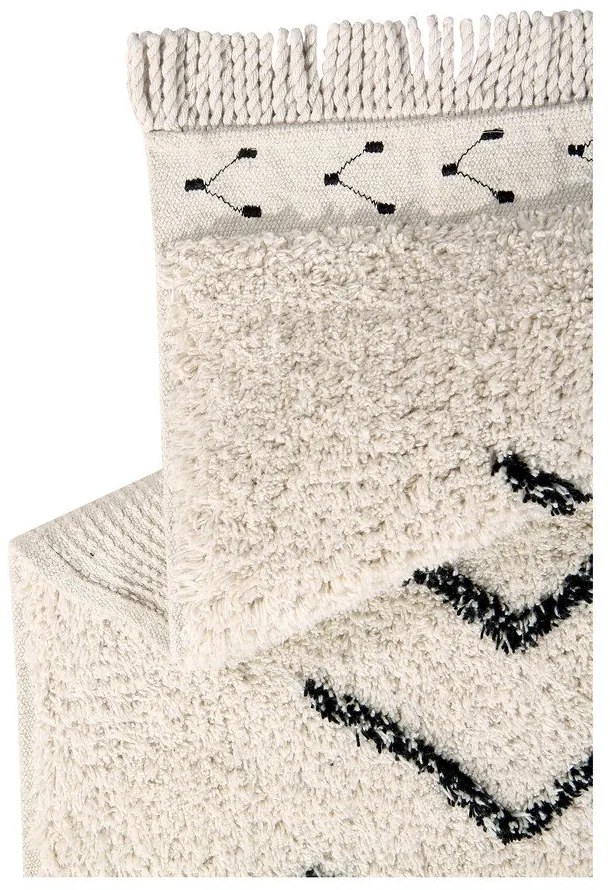 Covor crem lavabil/țesut manual din bumbac 140x210 cm Bereber Rhombs – Lorena Canals