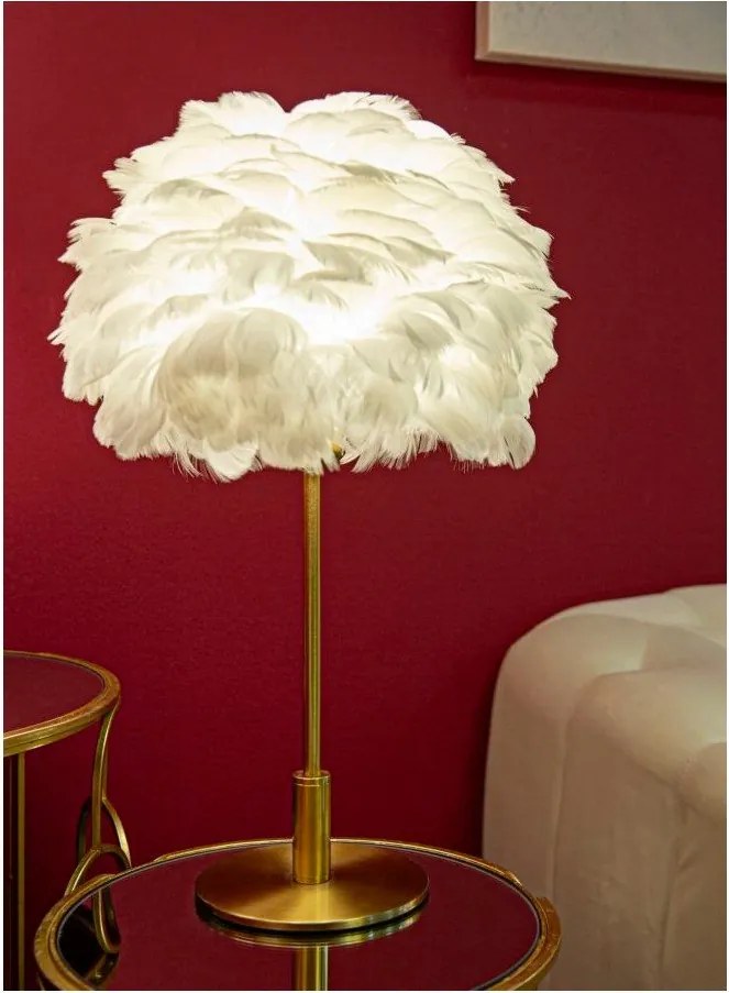 Veioză albă-aurie (înălțime 50 cm) Ball Feather – Mauro Ferretti