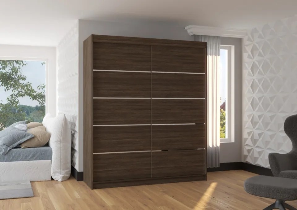 Dulap cu usi glisante 180x215 cm, Spectra, ADRK Furniture (Culoare: Sonoma / Alb)