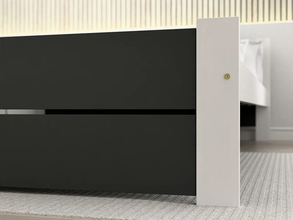 Pat IKAROS DOUBLE 180 x 200 cm, antracit/alb Saltea: Saltea Deluxe 10 cm, Somiera: cu somiera din lamele