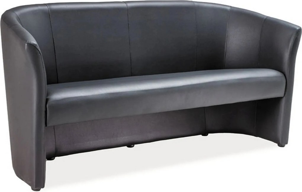 Canapea TM-3, negru, piele ecologica, 160x60x76 cm