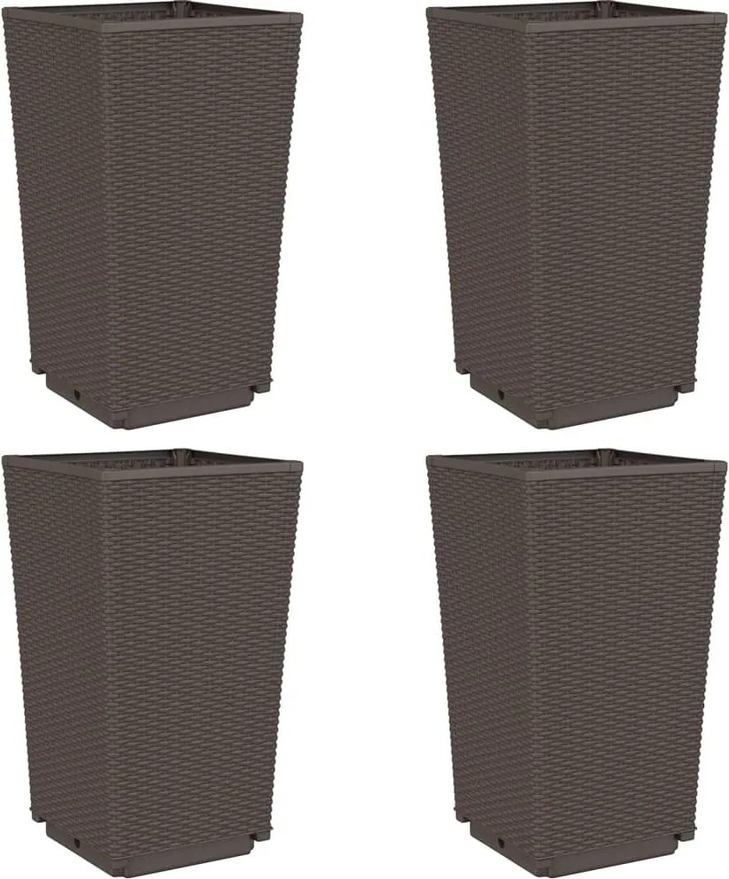 vidaXL Jardiniere de grădină, 4 buc., maro, 32,5x32,5x57 cm, PP