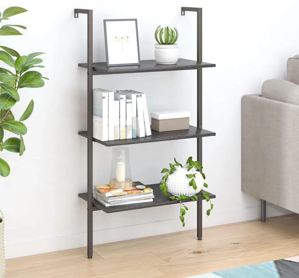 vidaXL Raft înclinat cu 3 niveluri, negru, 64x35x120,5 cm