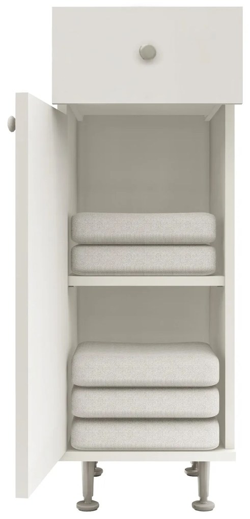 Corp Baie Zaria, 1 Sertar, 1 Usa, Alb lucios/Alb, MDF, L 30 x l 35 x H 85 cm