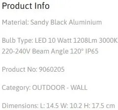 Aplica LED pentru exterior design modern IP65 Leto negru 14,5cm