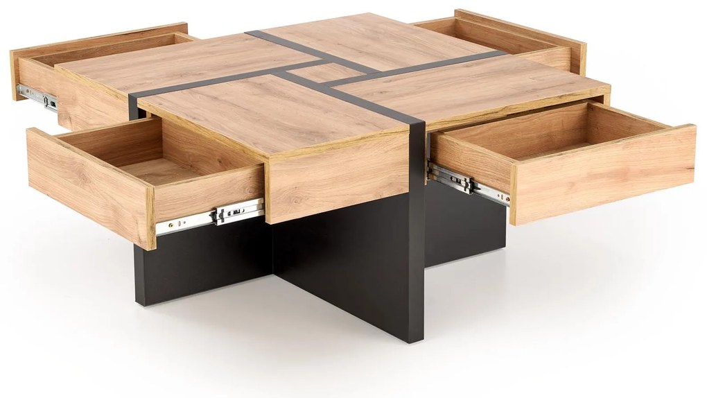 Masă de cafea Shanell 80 (stejar craft + negru). 1092459