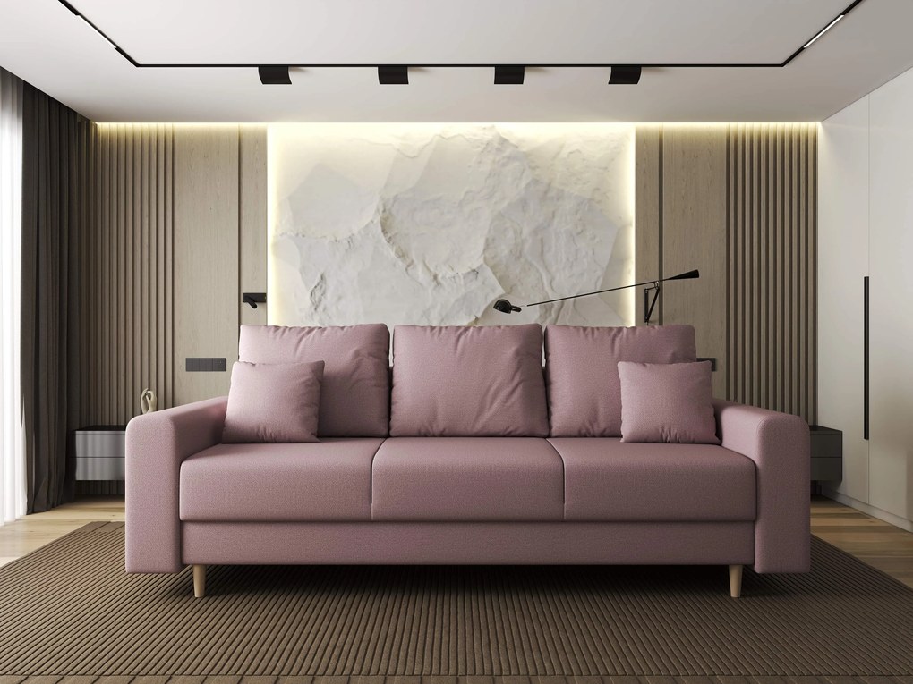 Canapea extensibilă dumonde cu ladă de depozitare si sezut confortabil din spuma high-density, Kronos Enjoy Flamingo 210x100 cm