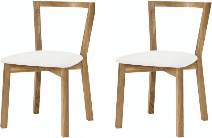 Set de 2 scaune Cee stejar/tesatura, alb/maro, 45 x 75 x 54 cm