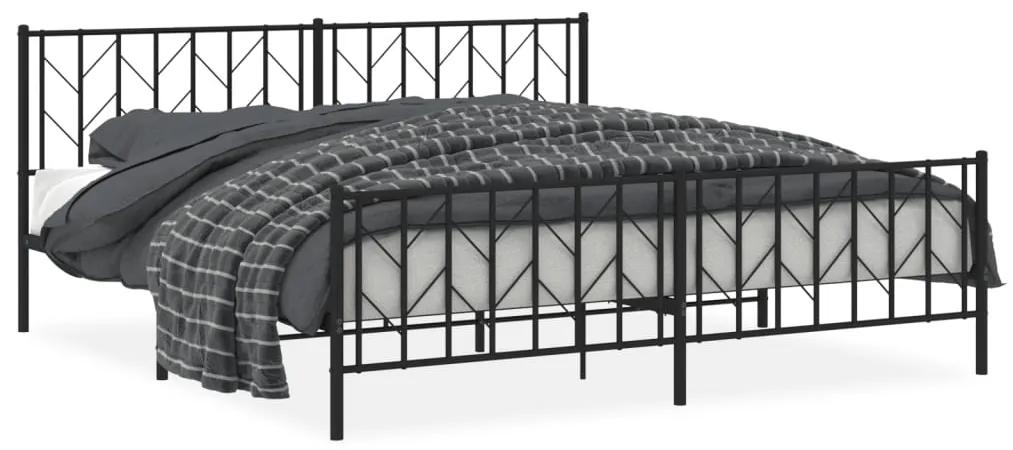 374461 vidaXL Cadru pat metalic cu tăblii de cap/picioare, negru, 193x203 cm