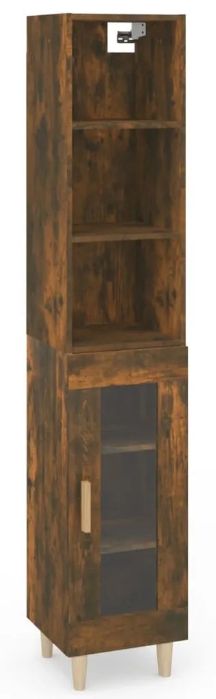 3115601 vidaXL Dulap înalt, stejar fumuriu, 34,5x34x180 cm, lemn prelucrat