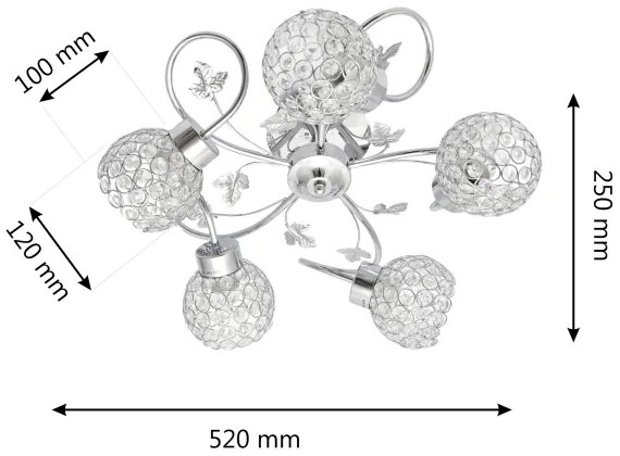 Lustră aplicată SOPHIA 5xE27/15W/230V crom lucios/transparent