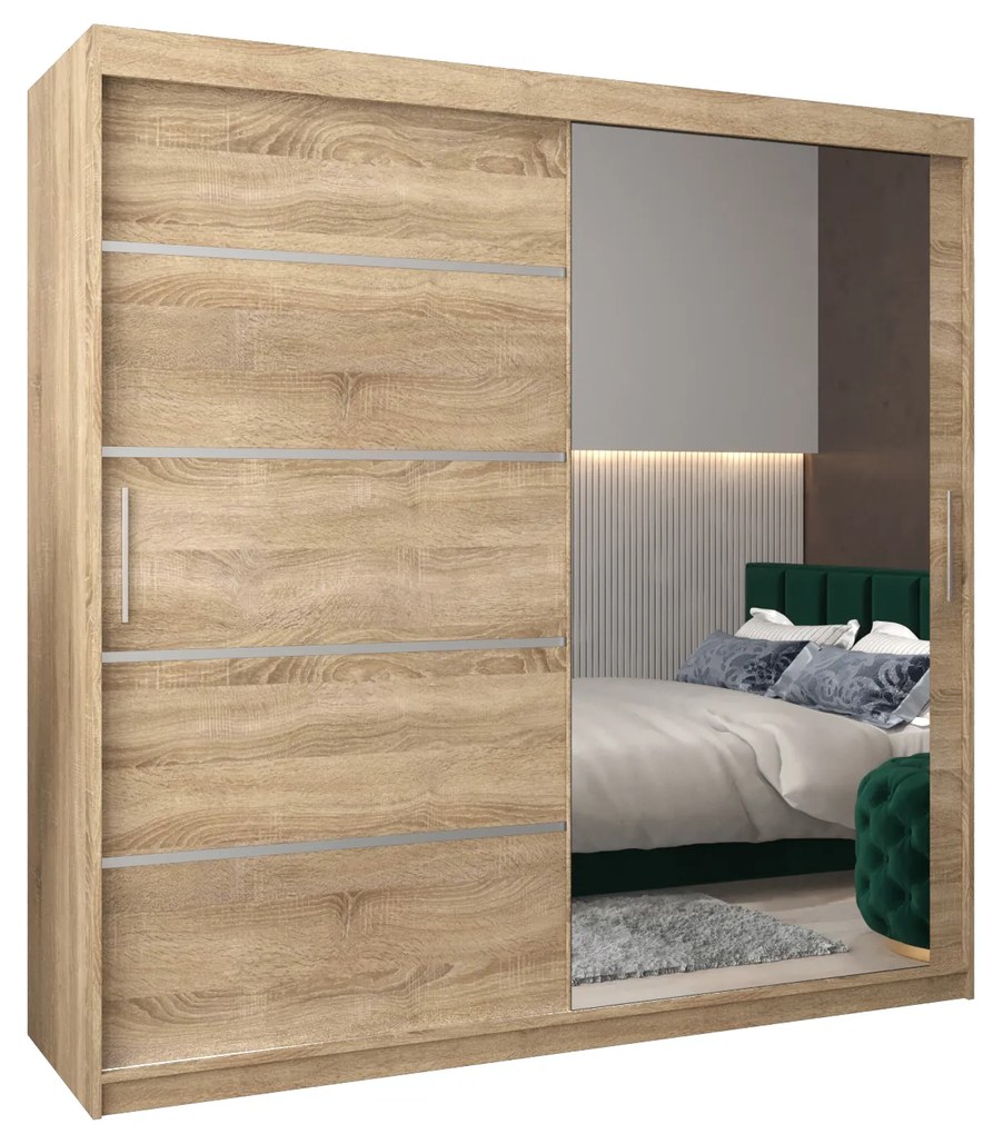 Dulap de haine 250 cm cu oglindă Verika 2 250 (stejar sonoma). 1064244