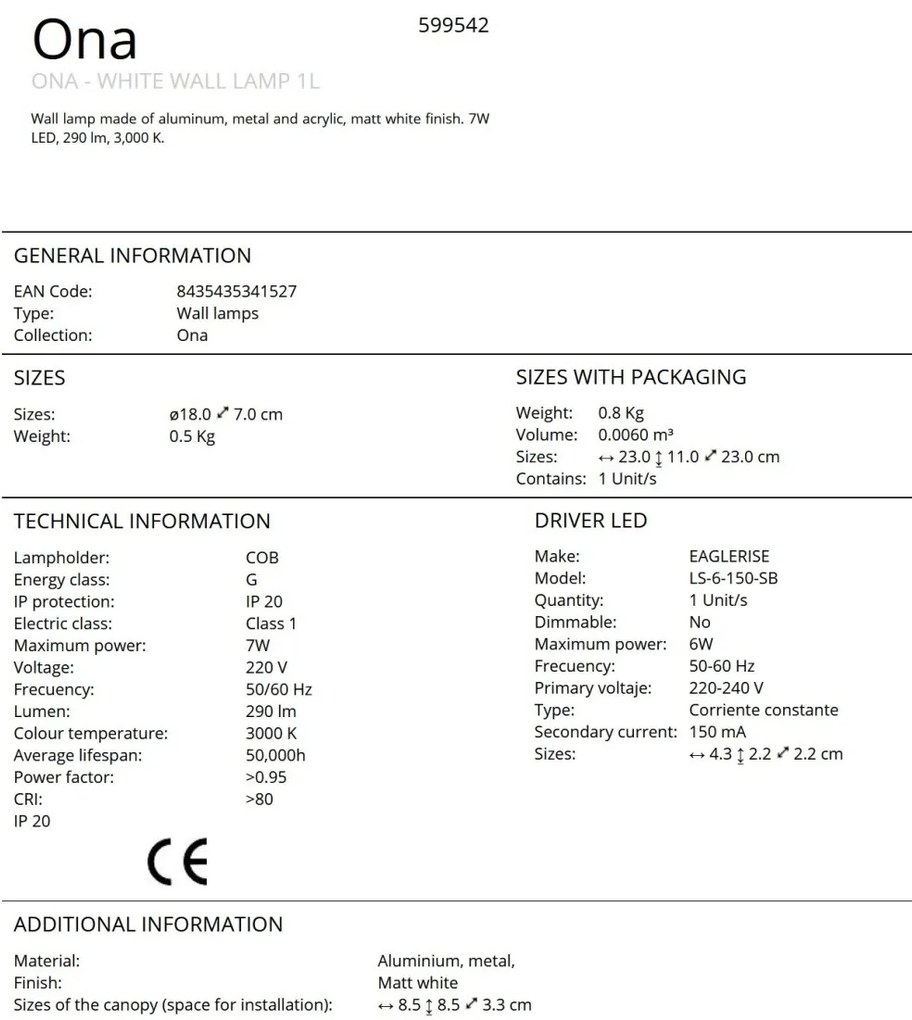 Aplica LED ambientala design modern Ona