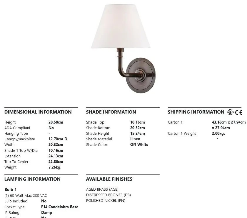 Aplica de perete design clasic SIGNATURE NO.1 bronz invechit