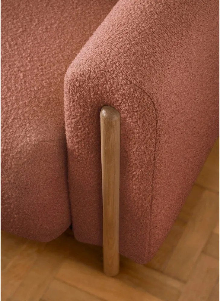 Canapea teracotă extensibilă/cu spațiu de depozitare cu tapițerie din țesătură bouclé 244 cm Arcadova – ELTAP