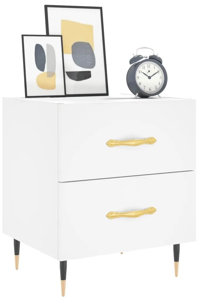 Noptiere, 2 buc., alb, 40x35x47,5 cm, lemn compozit