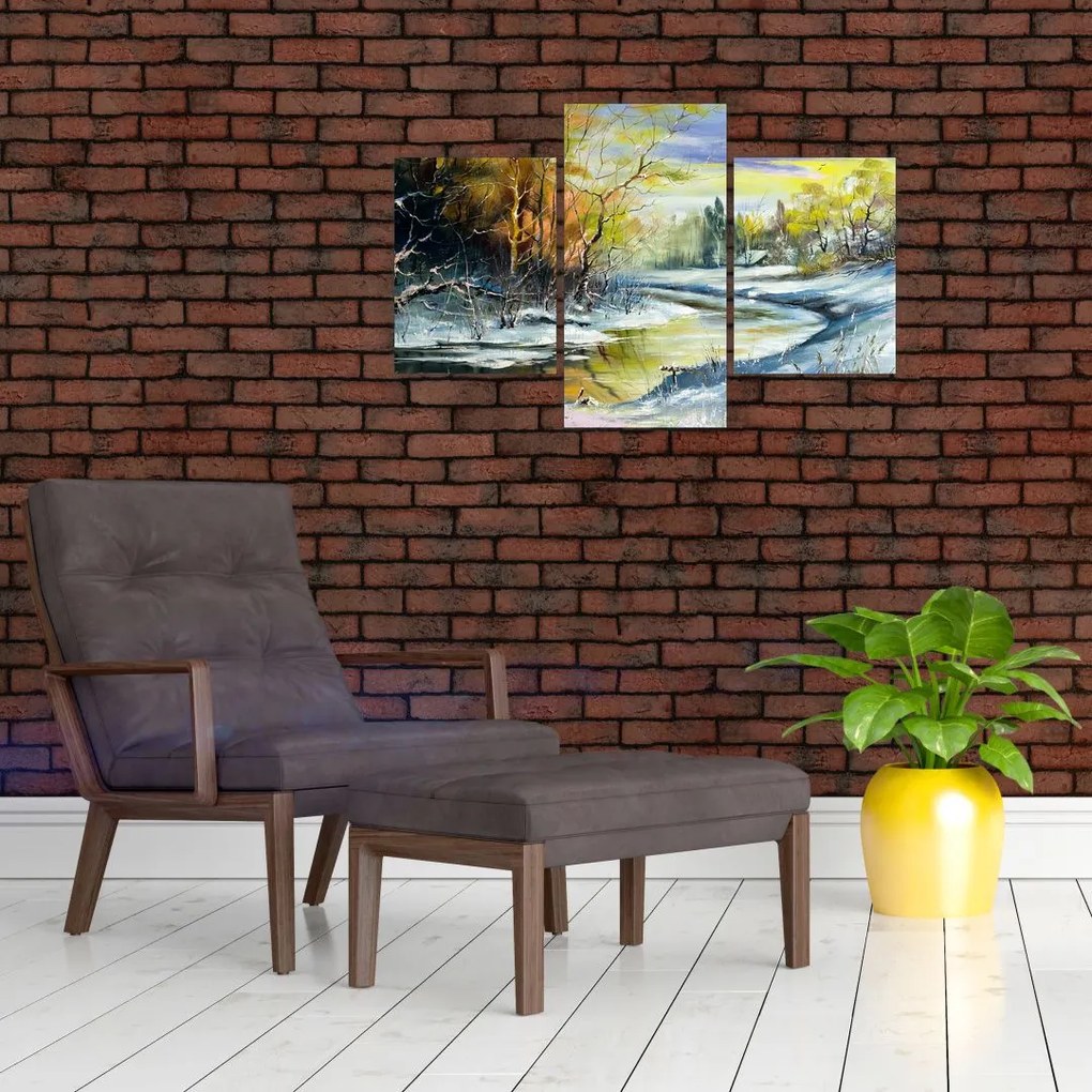 Tablou - Râu de iarnă, pictură în ulei (90x60 cm)