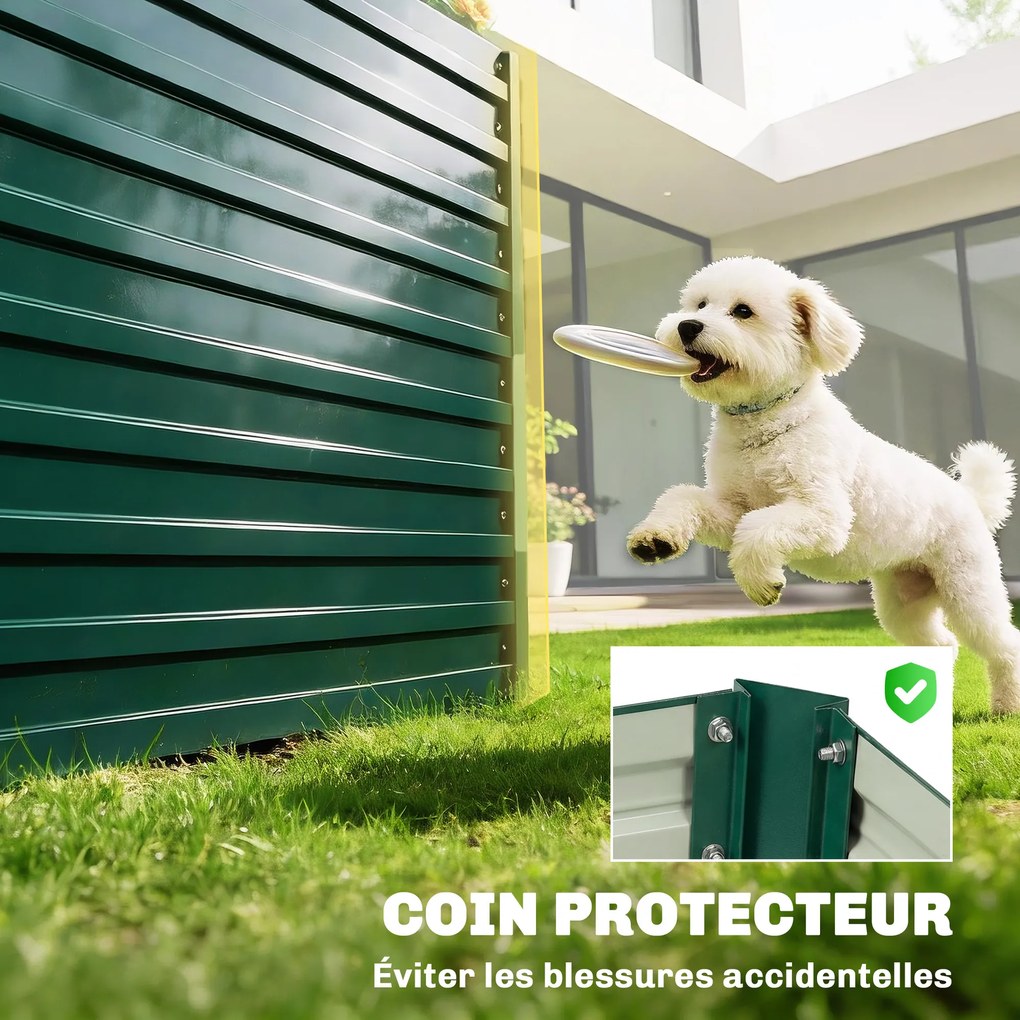 Outsunny Jardinieră ridicată galvanizată dreptunghiulară pentru exterior - fund deschis - 160 x 80 x 60 cm, verde | Aosom Romania