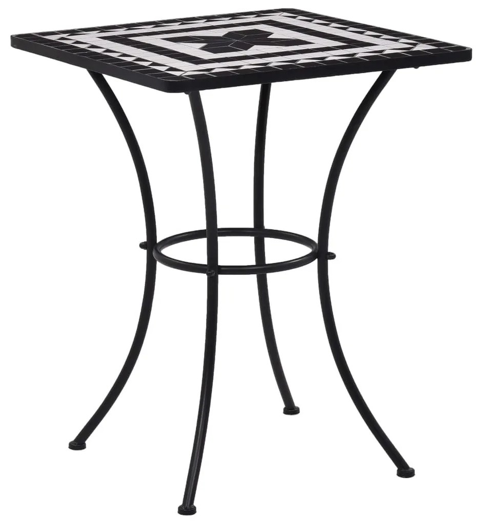 Set de bistro mozaic, 3 piese, negru alb, placa ceramica