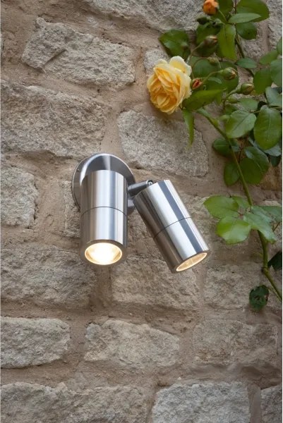 Där Lighting ORT0968 - Aplica LED de exterior ORTEGA, spot montat pe perete, 2xGU10/5W/230V, IP65, cromat