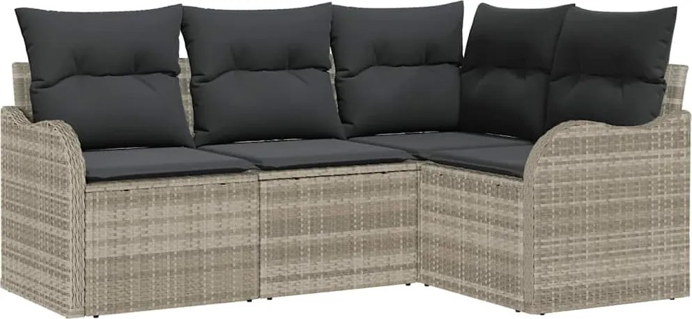 vidaXL Set de canapele pentru grădină 4 pcs Gri deschis poliratan