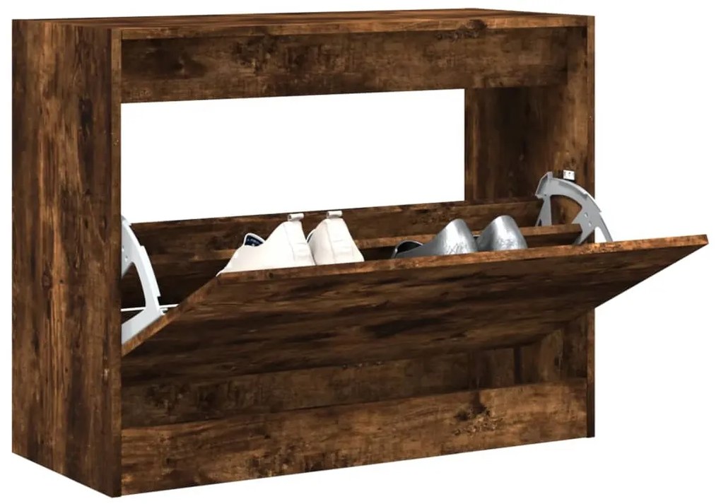 vidaXL Pantofar, stejar fumuriu, 80x34x63 cm, lemn compozit