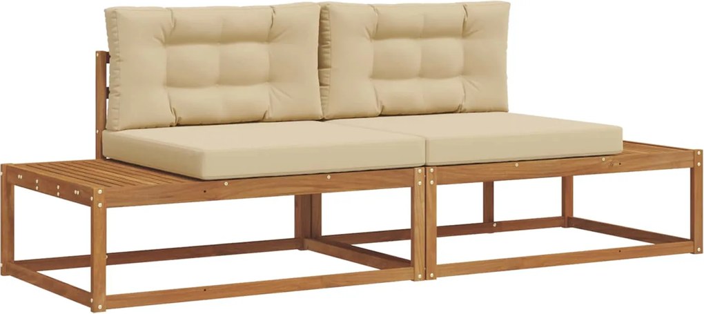 vidaXL Set de canapele de exterior cu pernă 2 Bucată Natural și Bej