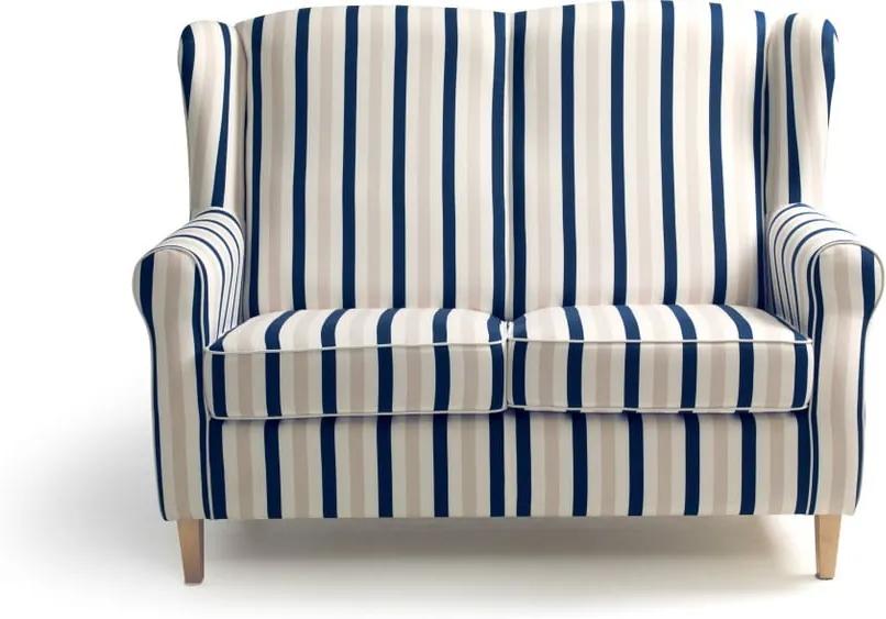 Canapea în dungi Max Winzer Lorris, albastru-alb, 139 cm