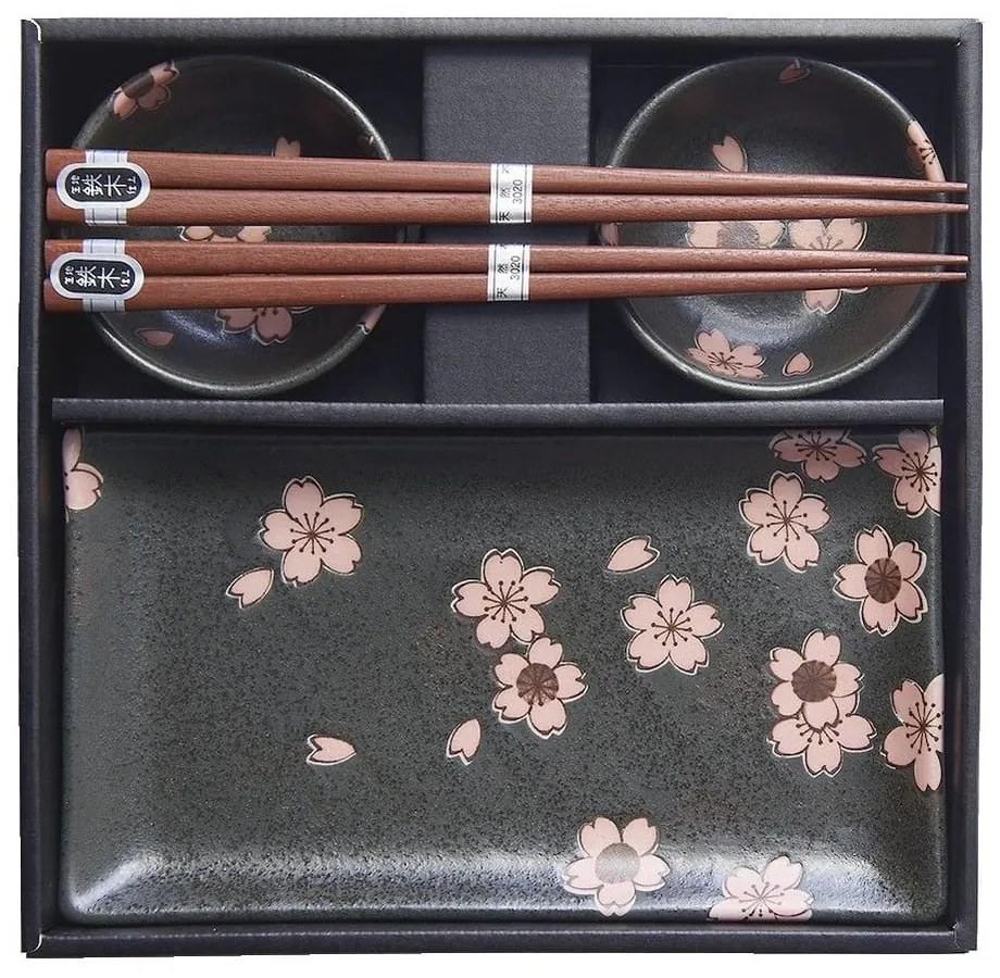 Set 6 farfurii de sushi din ceramică MIJ Sakura, gri